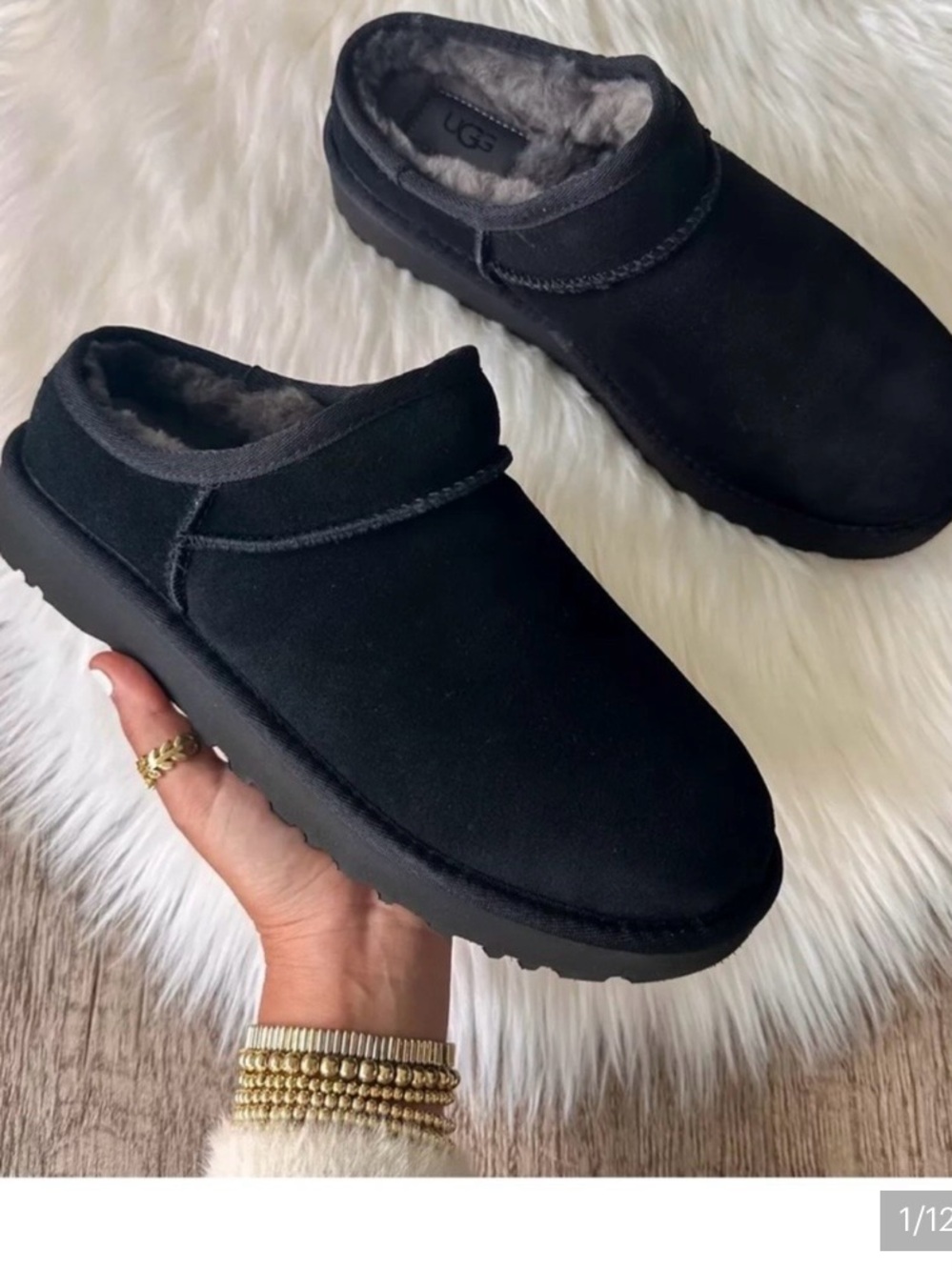 UGG Classic Slippers Black Suede Women’s 11